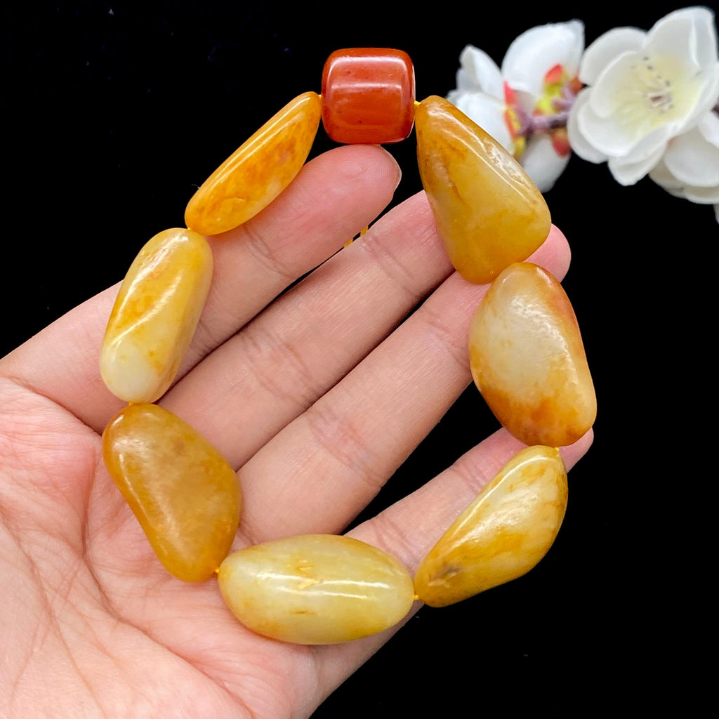 和田玉洒金皮籽料【精品手串】（70.4g）