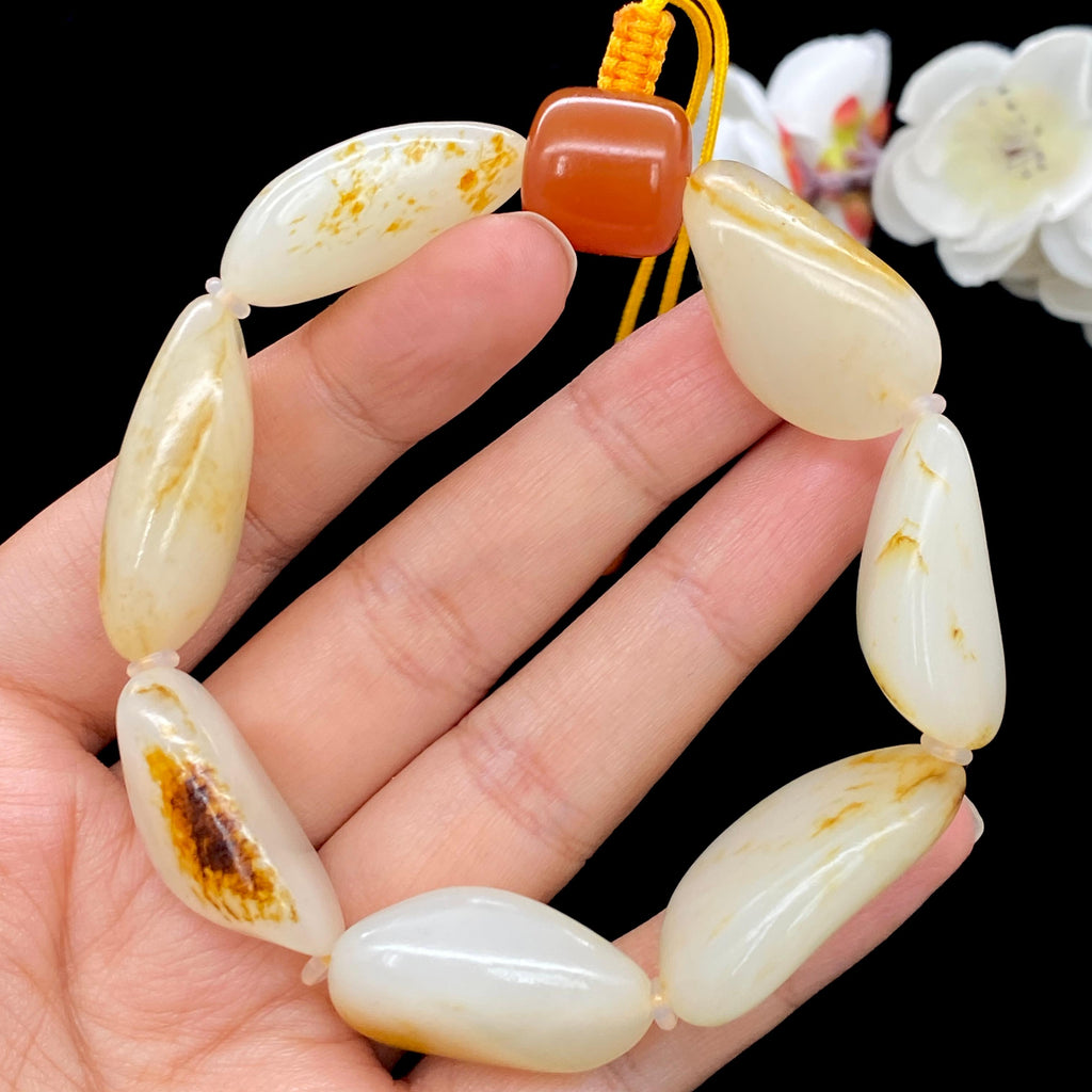 和田玉洒金皮籽料【精品手串】（62.5g）