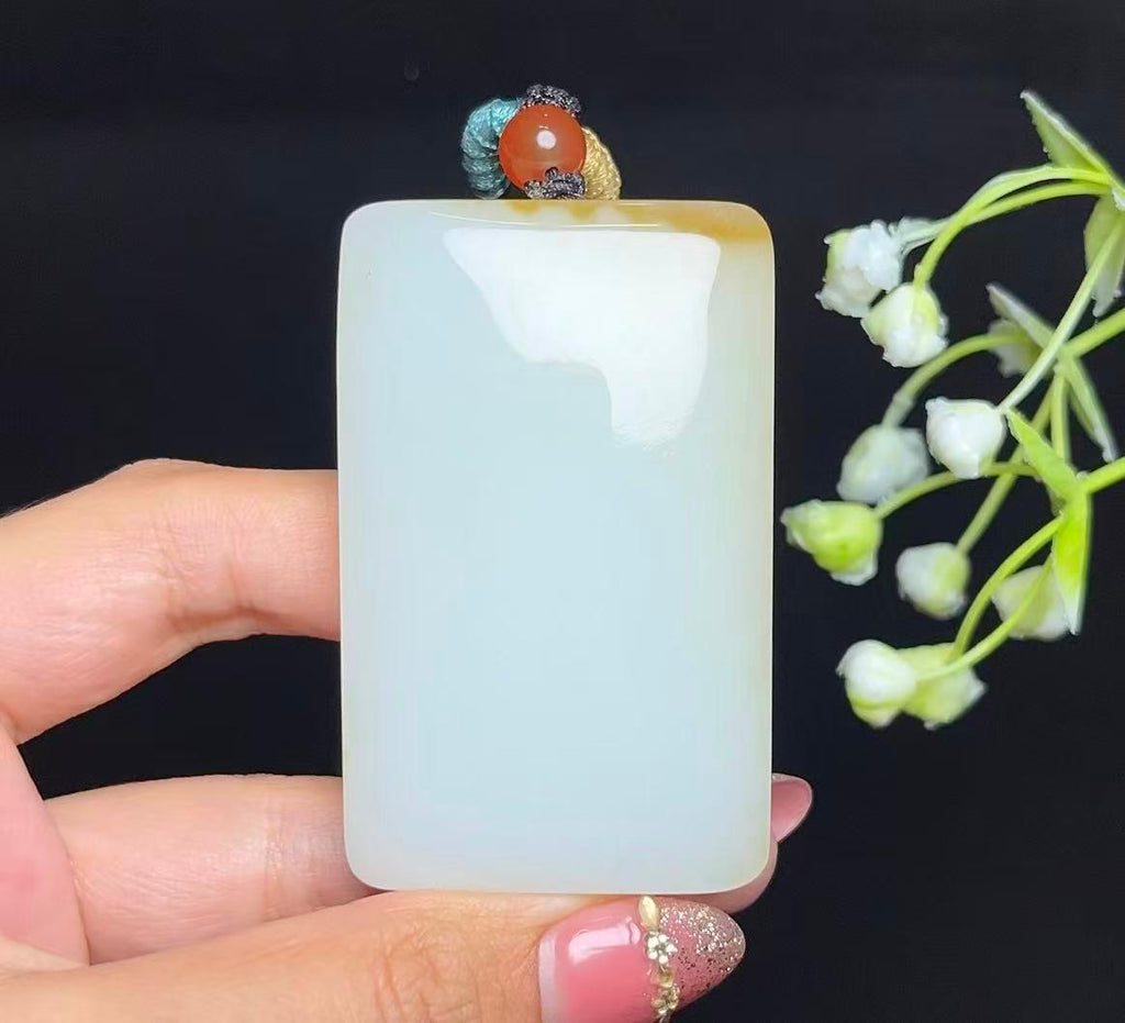 和田玉糖白玉平安无事牌（88.2g）