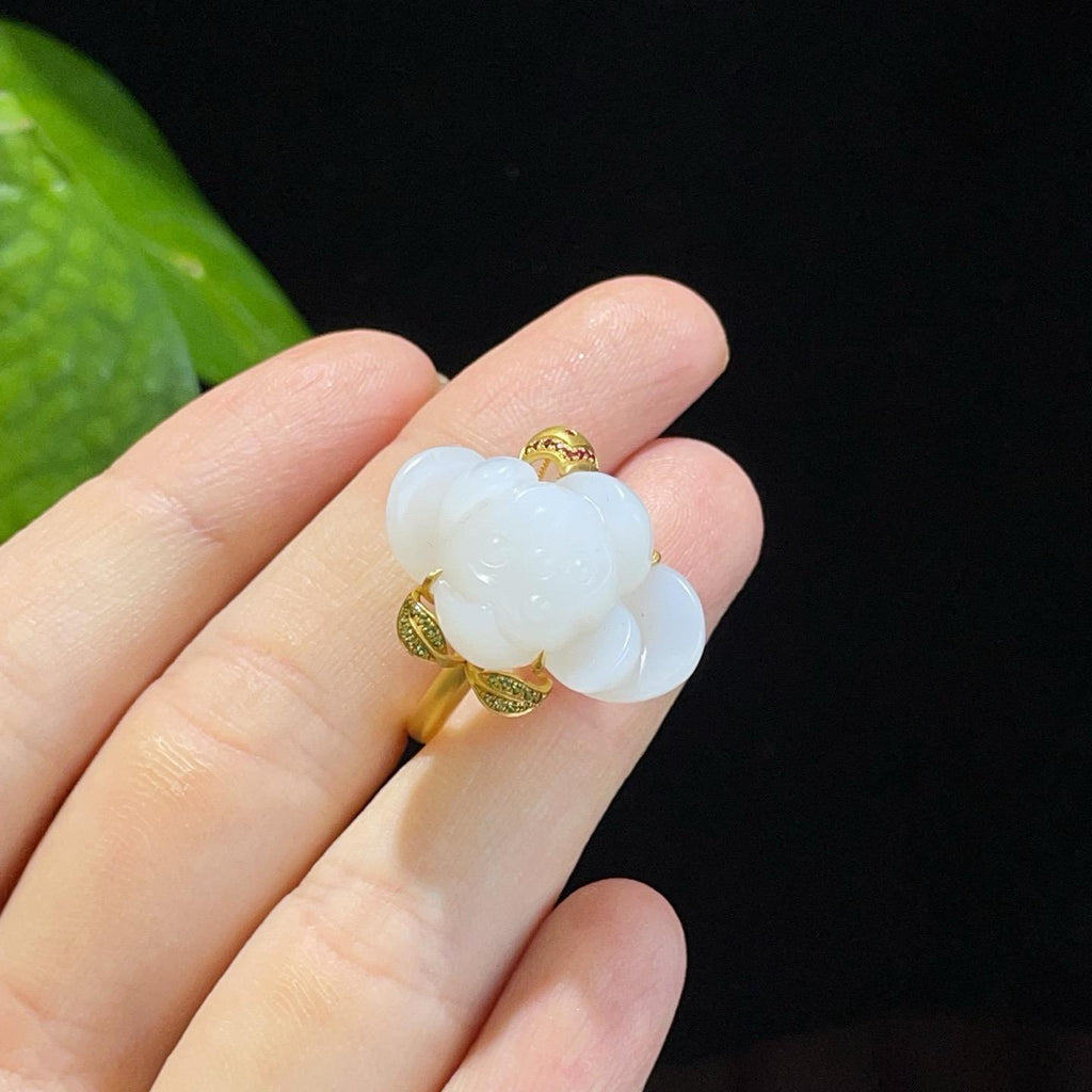 18K金羊脂玉莲花2605050019（8.0g）