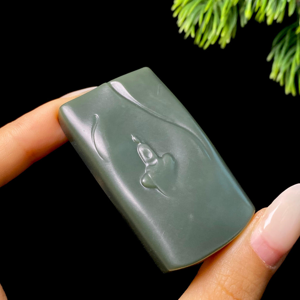 和田玉沙枣青悟道无事牌（41.8g）