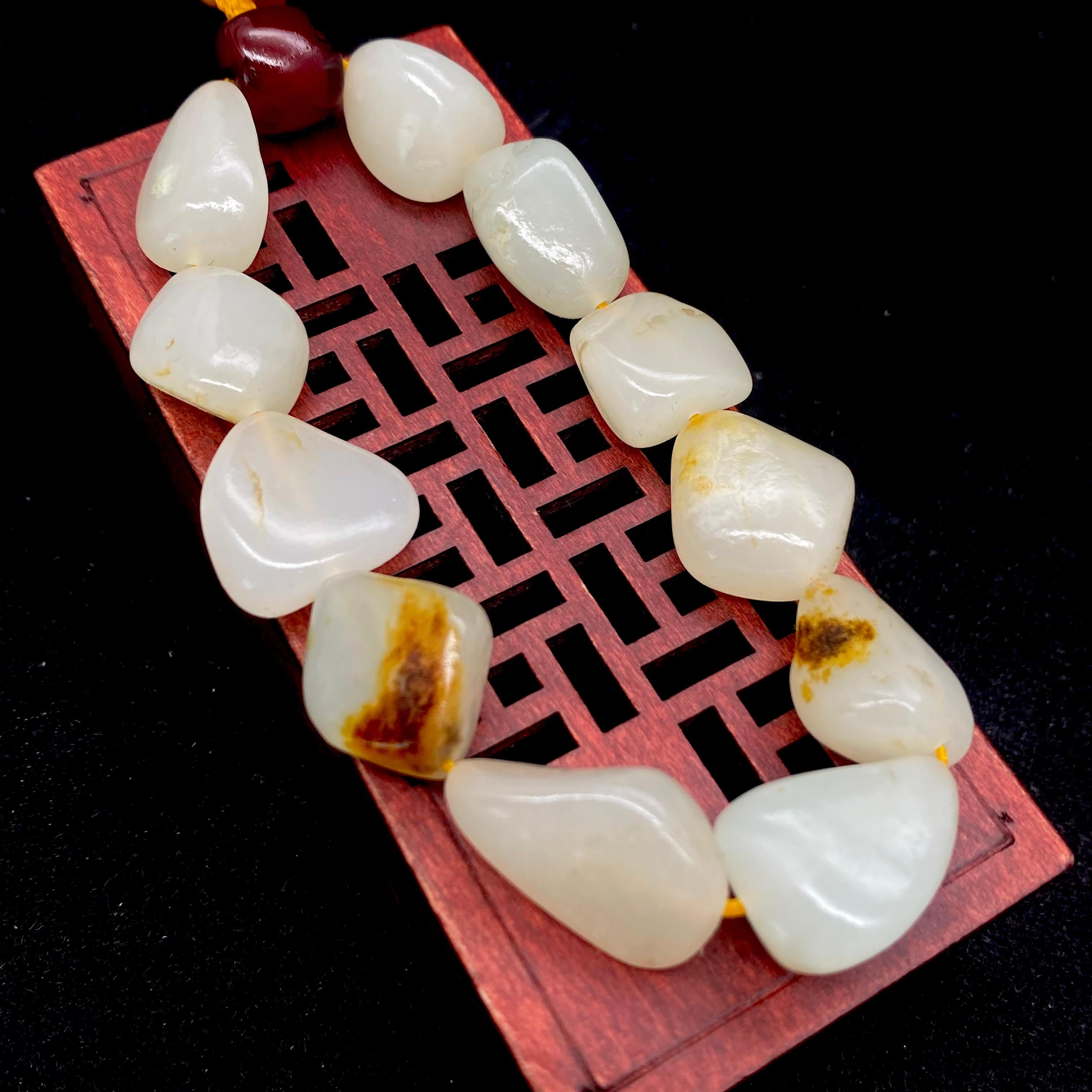 和田玉黄皮白肉【精品手串】（39.2g）