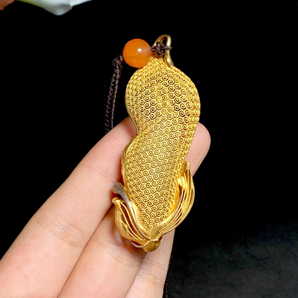 高品质18k金镶籽料观音（24.6g）