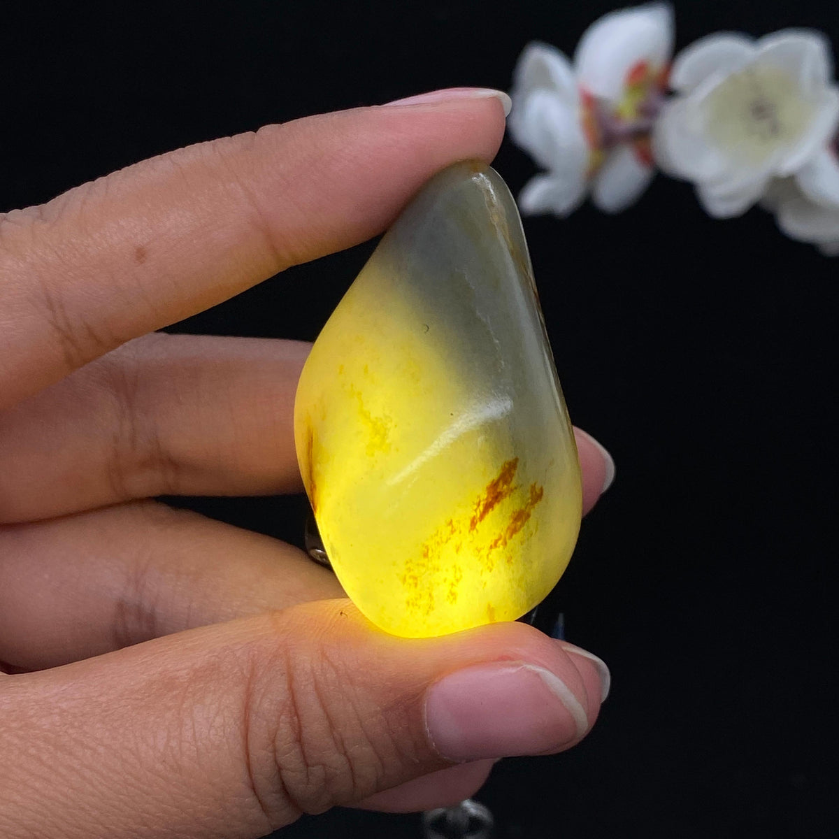和田玉青花带洒金皮籽料（42.3g）