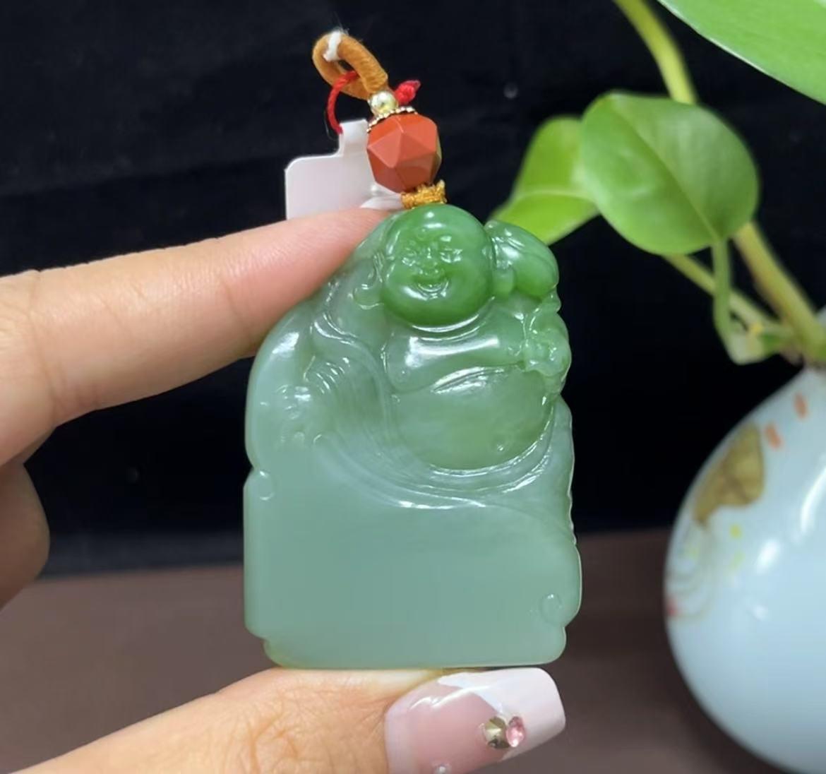 和田玉碧玉双色佛公（44.7g）