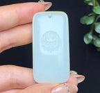和田玉糖白羊脂玉莲花平安无事牌（33.2g）