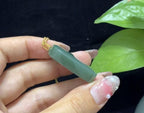 精品和田玉沙枣青18k金镶嵌平安无事牌（16.0g）
