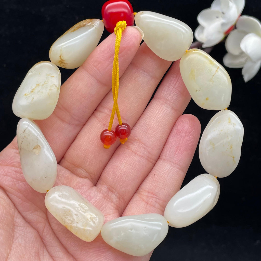 和田玉洒金皮籽料【精品手串】（67.8g）