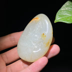 和田玉籽料独籽洒金皮观音挂件（88.0g）