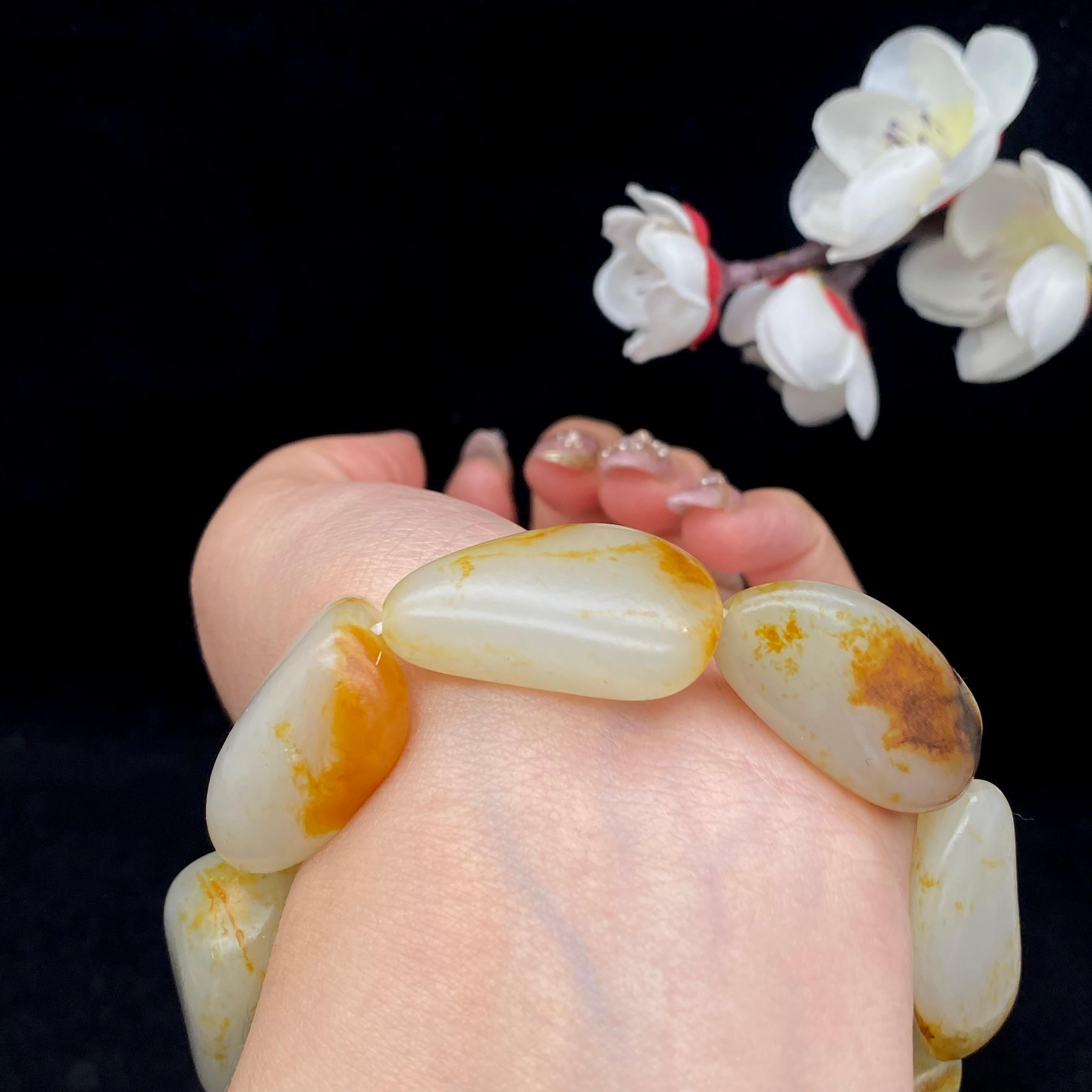 和田玉洒金皮【精品手串】（75.8g）