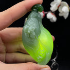 和田玉碧玉带猫眼【蝶莲花】挂件SY2607260392（56.2g）