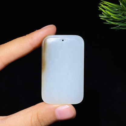 和田玉糖白玉无事牌（34.2g）