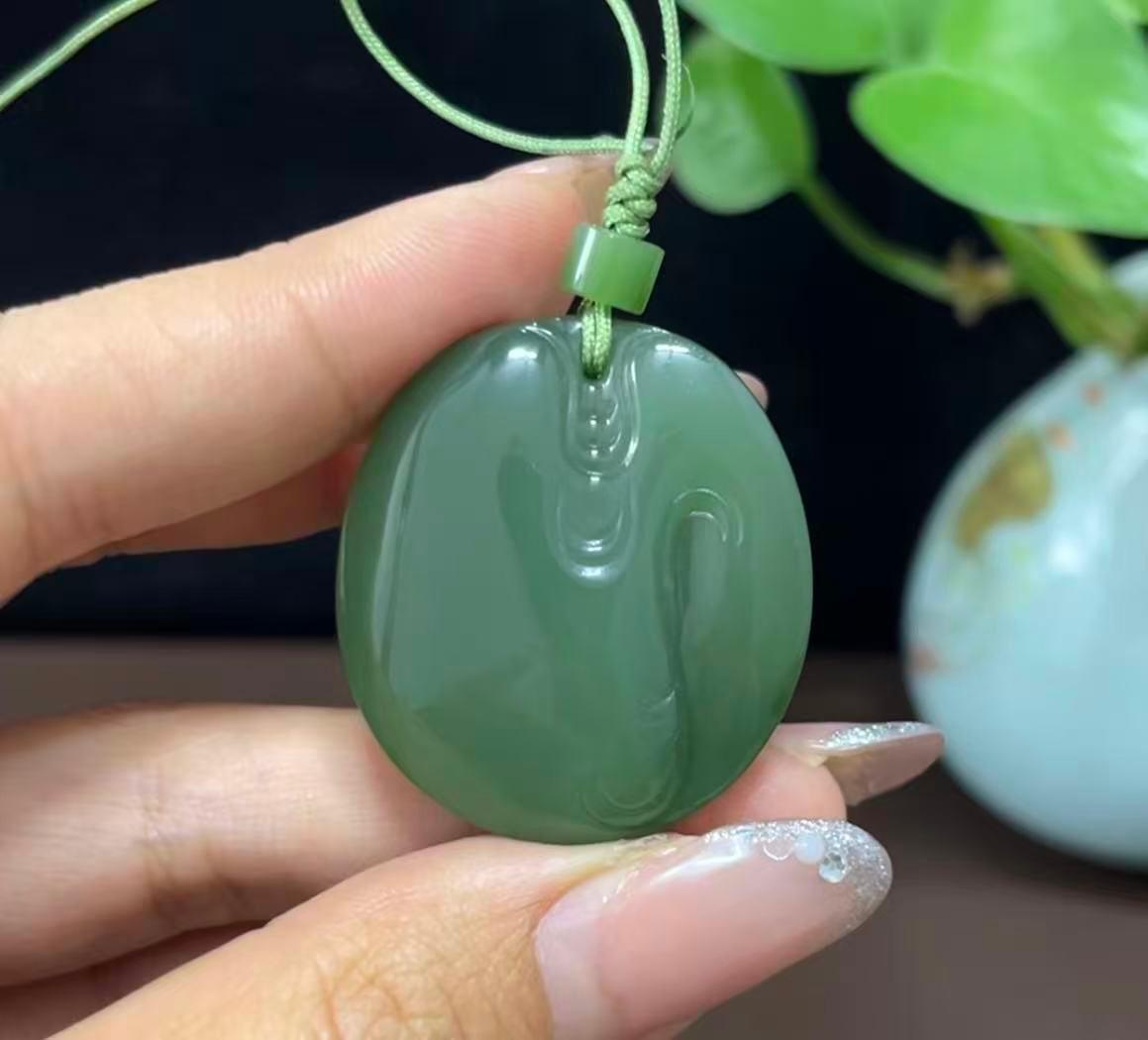 和田玉碧玉粉青双色悟道（18.3g）