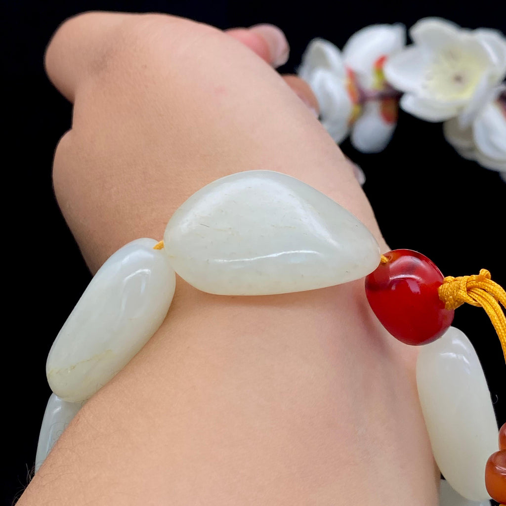 和田玉洒金皮【精品手串】（94.9g）