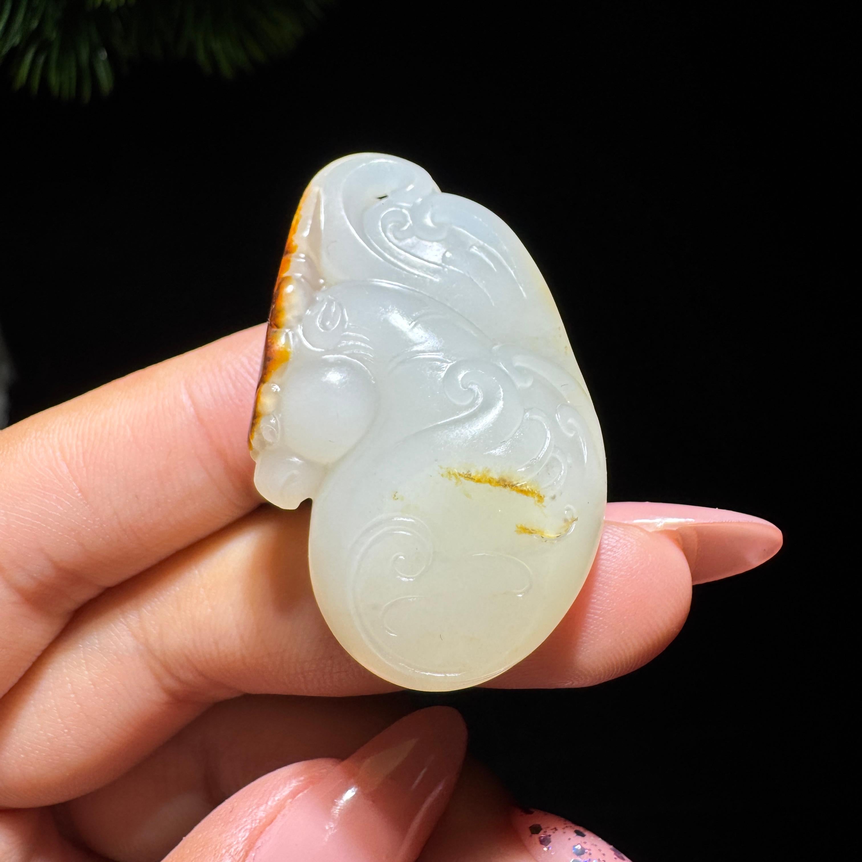 和田玉籽料红皮仿古凤（19.0g）