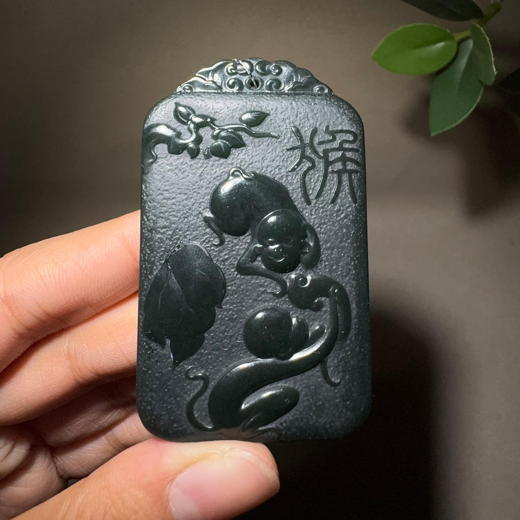 【超值推荐】和田玉黑青属猴守护神（51.3g）
