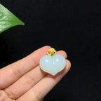 收藏级金镶玉羊脂白玉屁桃爱心挂件（12.5g）