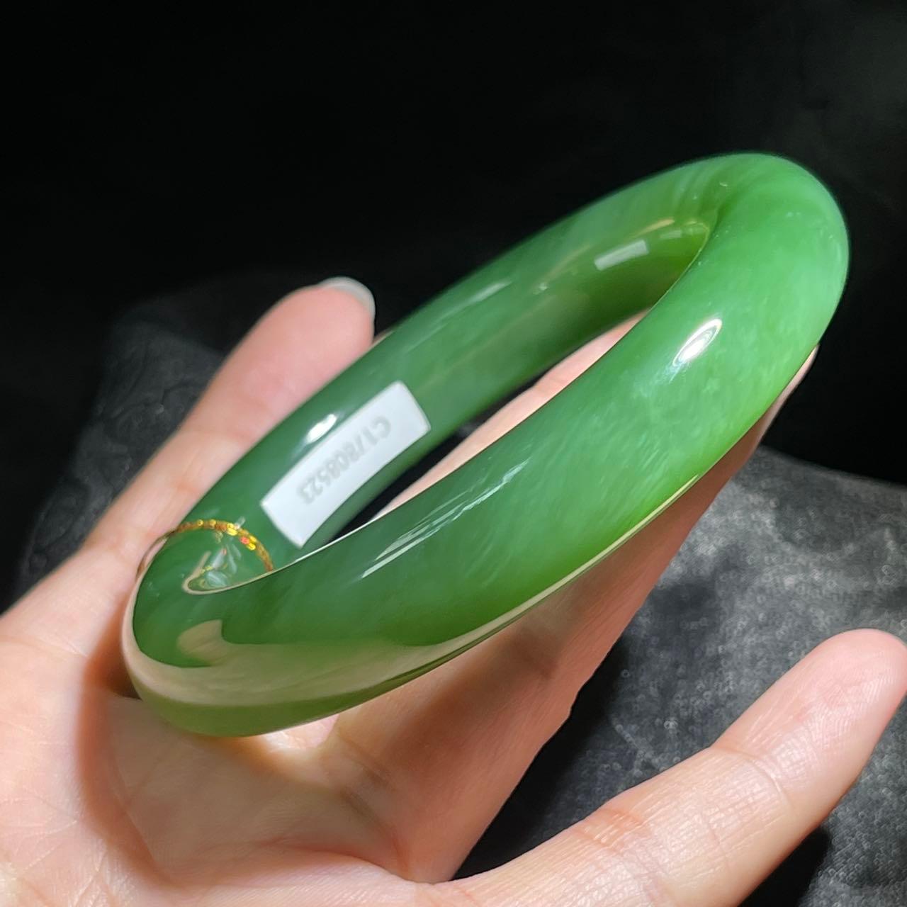 和田玉碧玉猫眼手镯（83.3g）