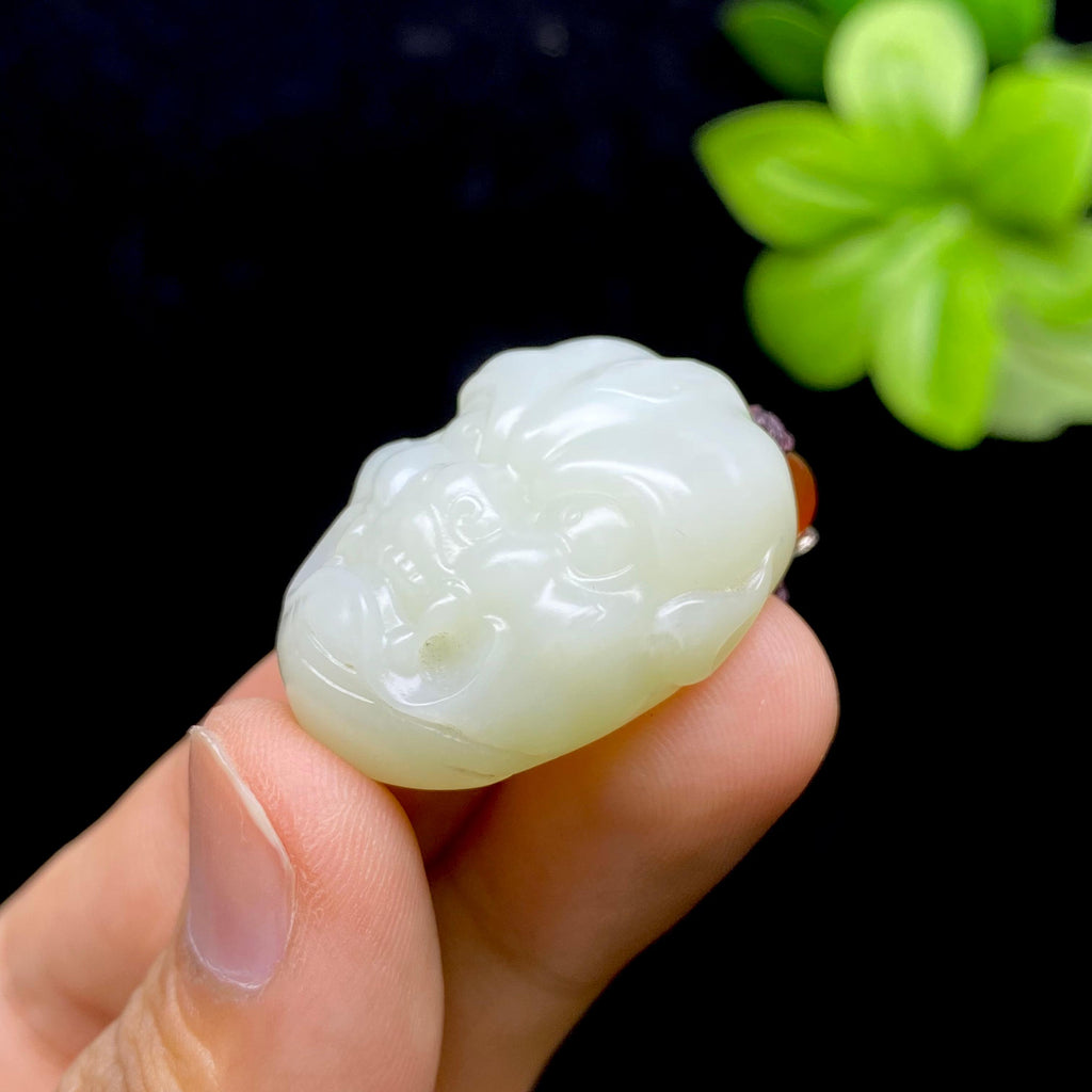 和田玉新疆且末米达料兽面（16.3g）