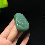 和田山料碧玉粉青猫眼佛公挂件（58.6g）