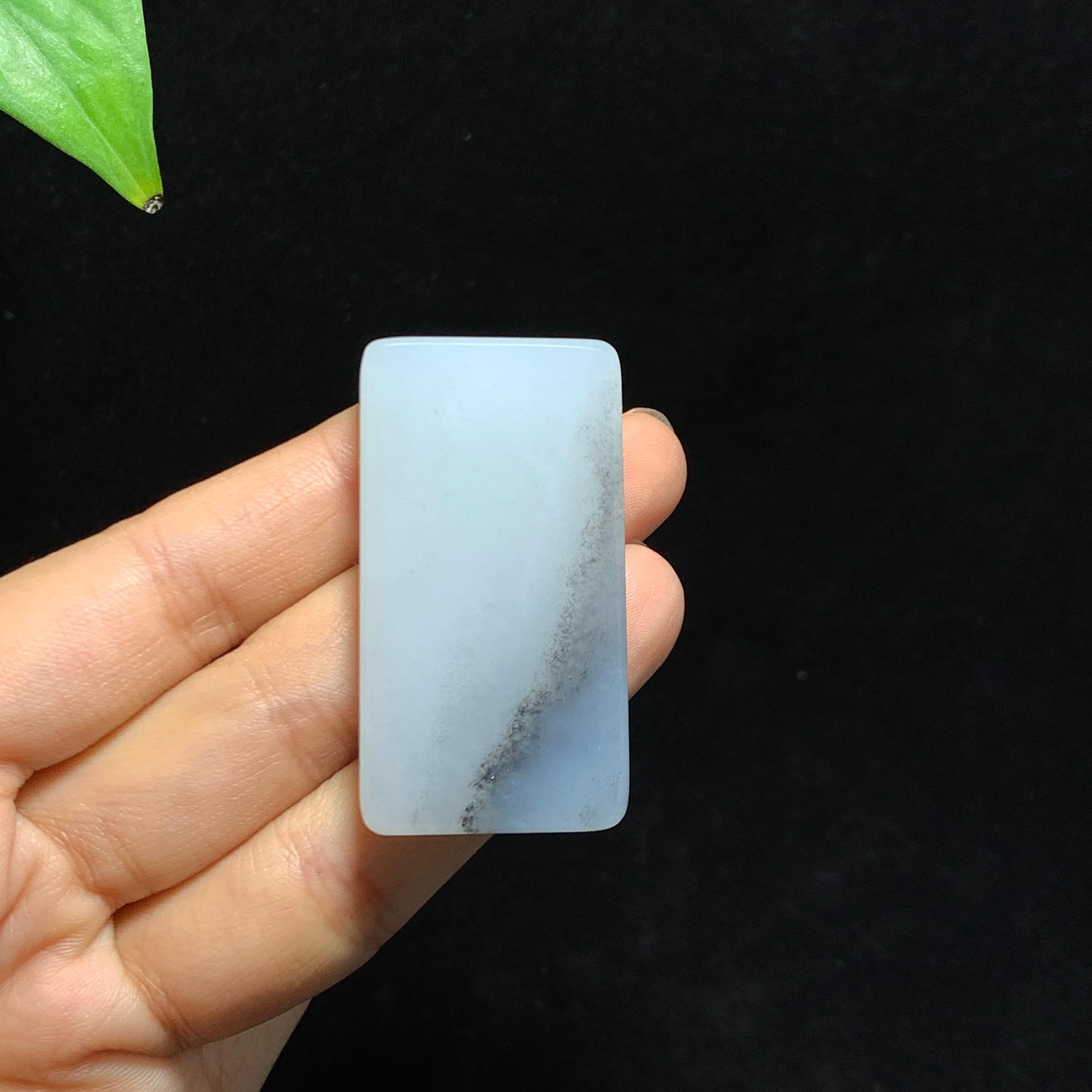 和田籽料青花无事牌挂件（34.3g）