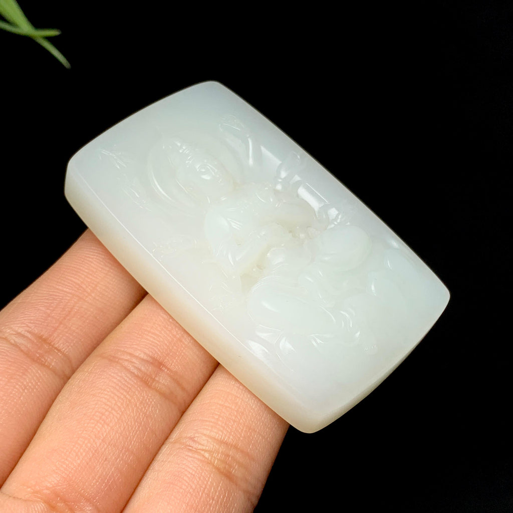 顶级和田羊脂白玉千手观音牌（53.0g）