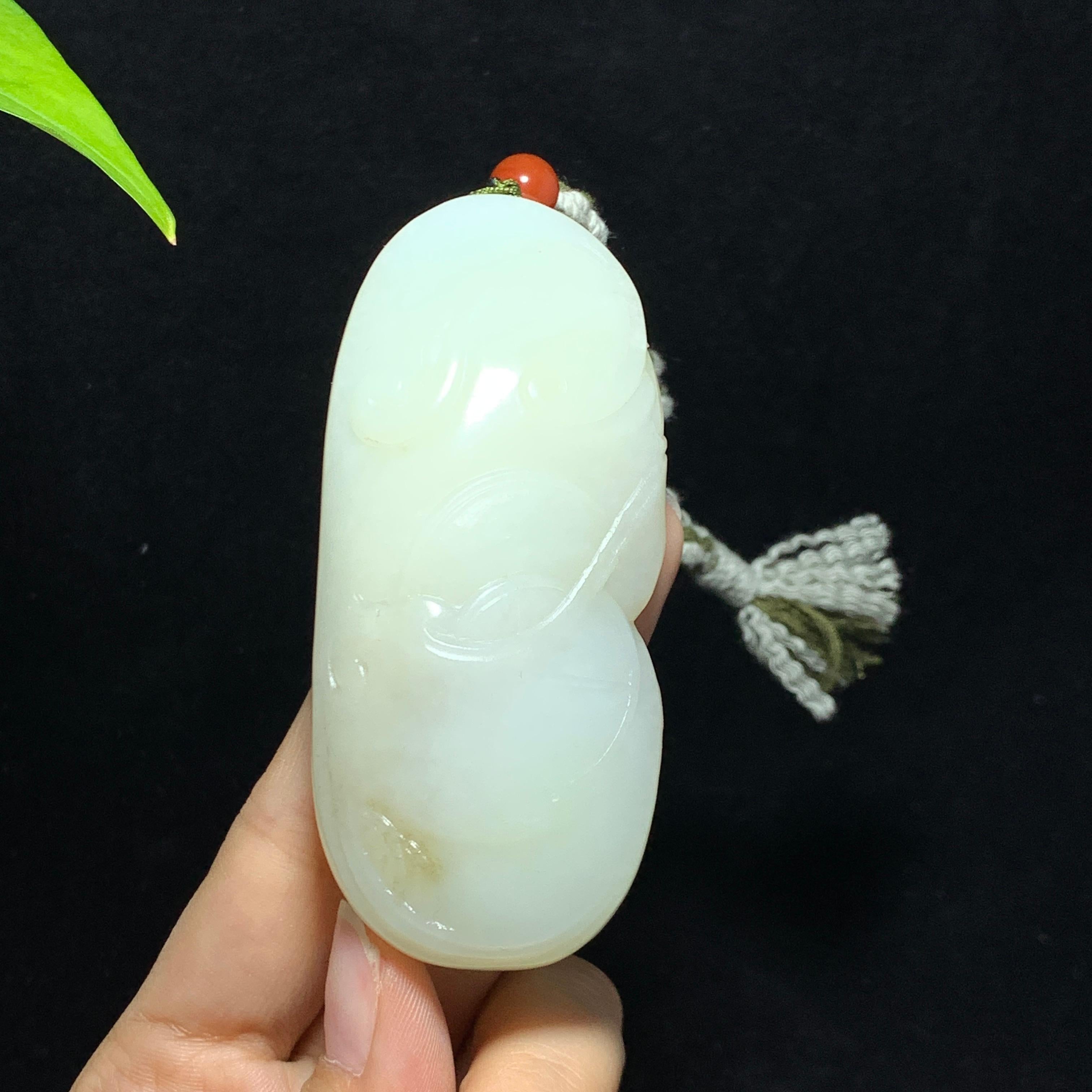 和田白玉关公手把件（132.0g）