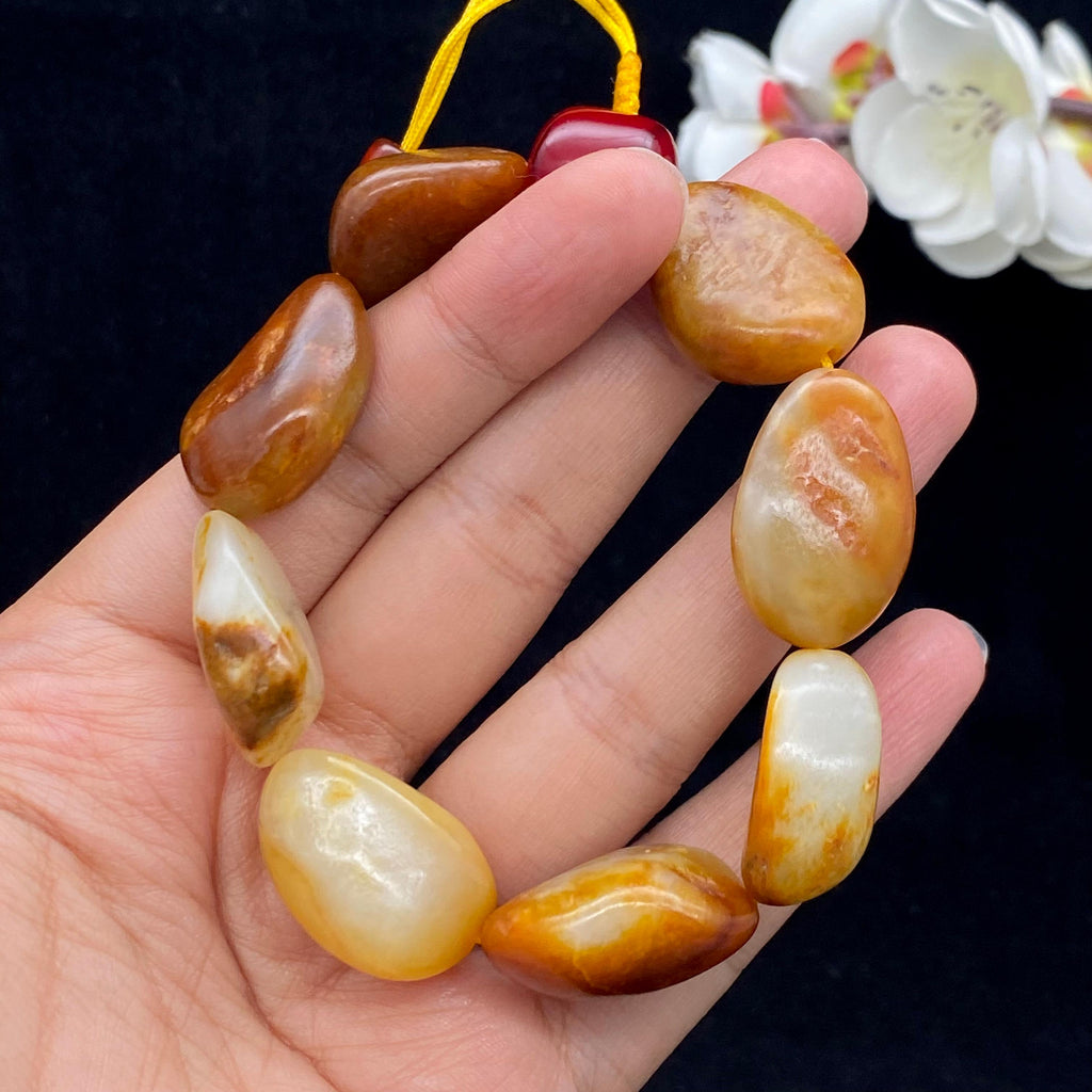 和田玉黄沁皮籽料【精品手串】（66g）