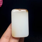 高品质和田羊脂糖白玉无事牌（50.6g）