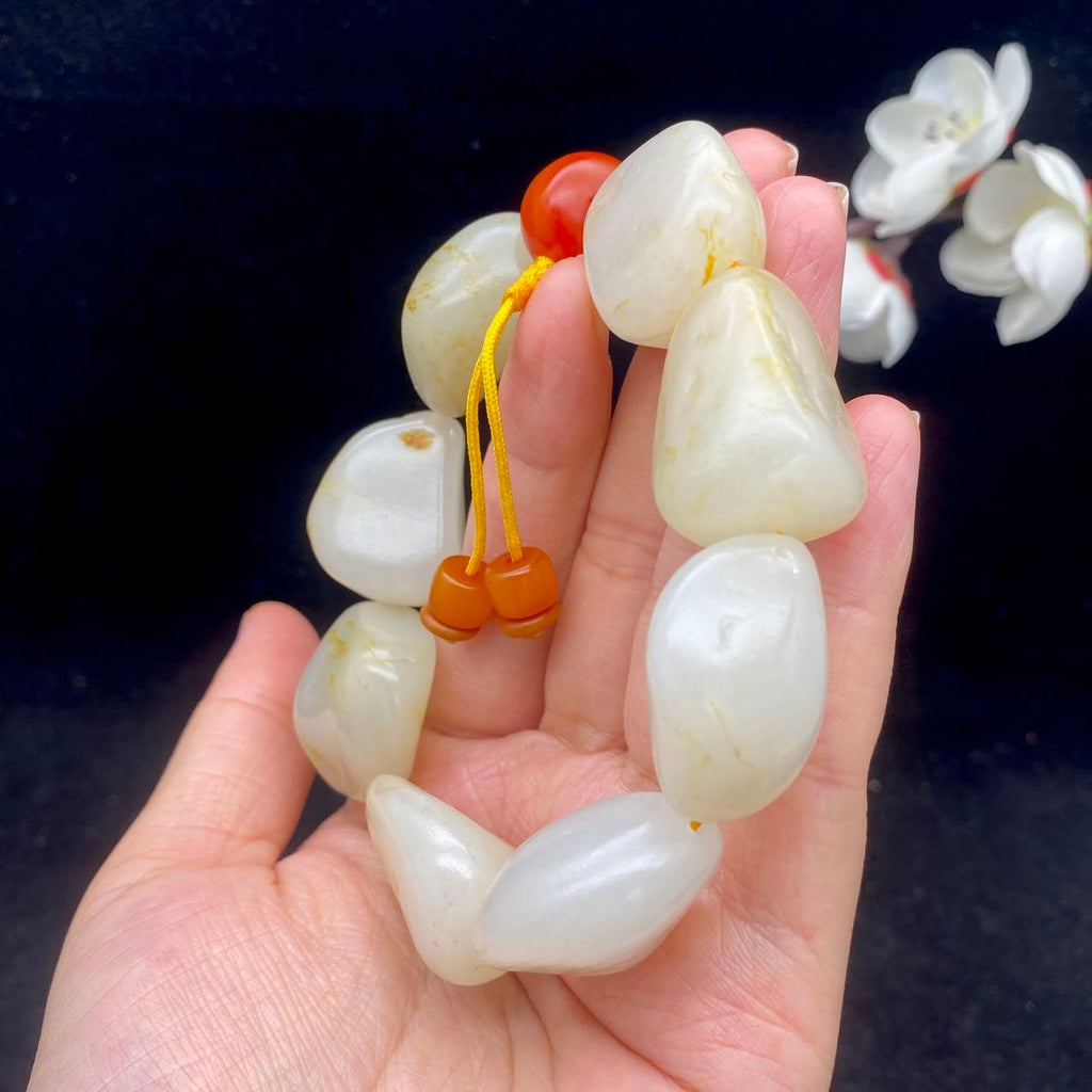和田玉洒金皮籽料【精品手串】（106.4g）