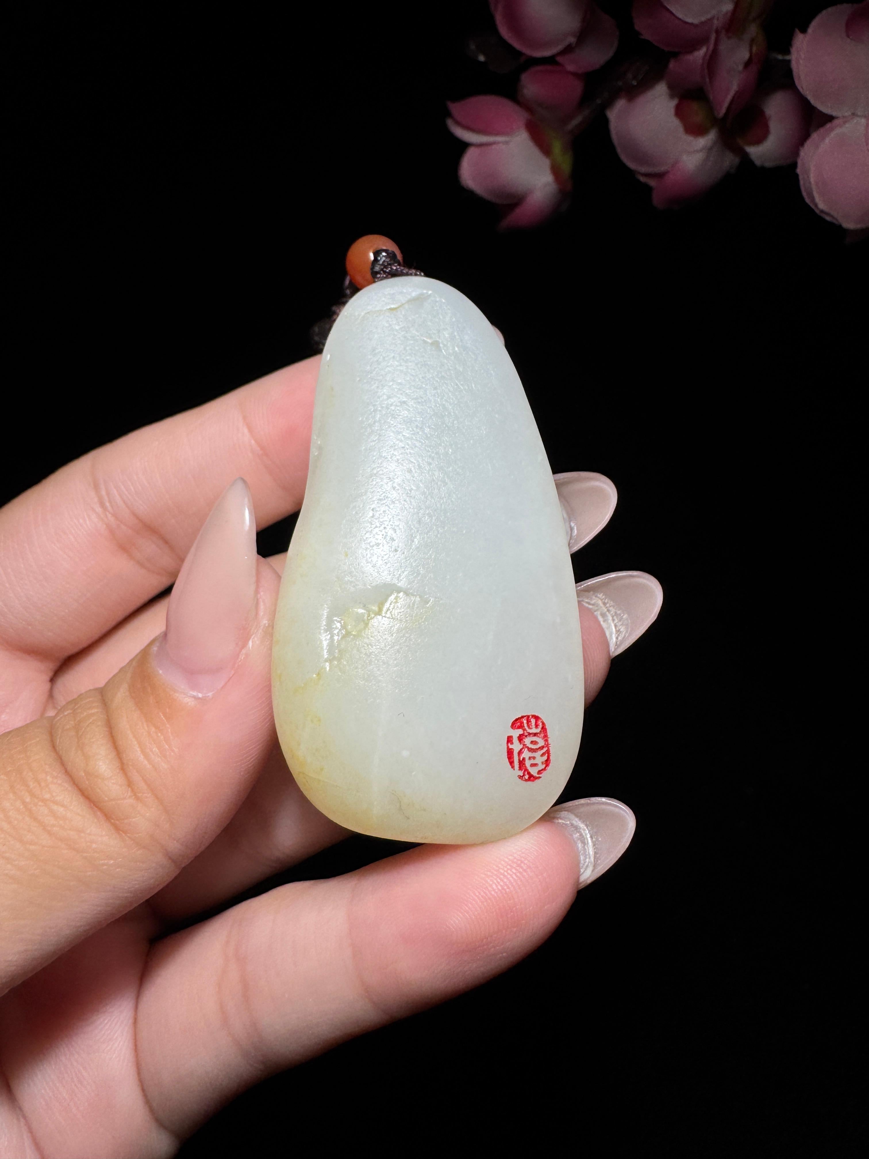 和田玉籽料关公挂件（43.9g）