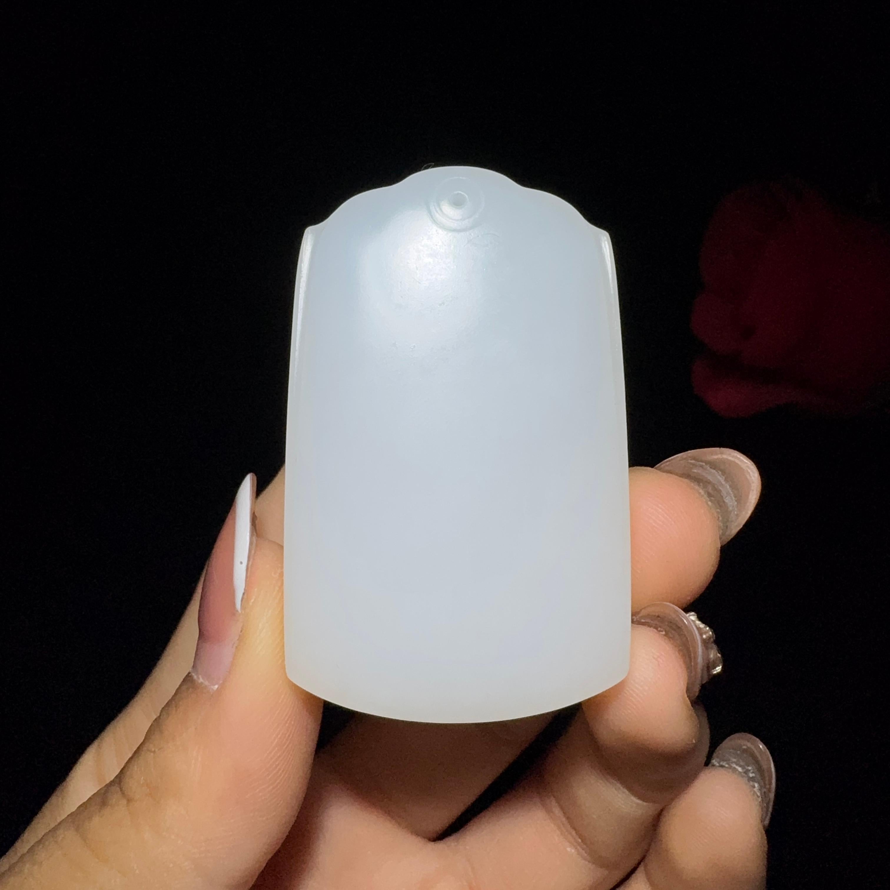 和田玉羊脂白玉平安无事牌对牌（46.5g）