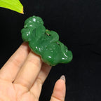 碧玉阳绿喜事连连手把件（58.5g）