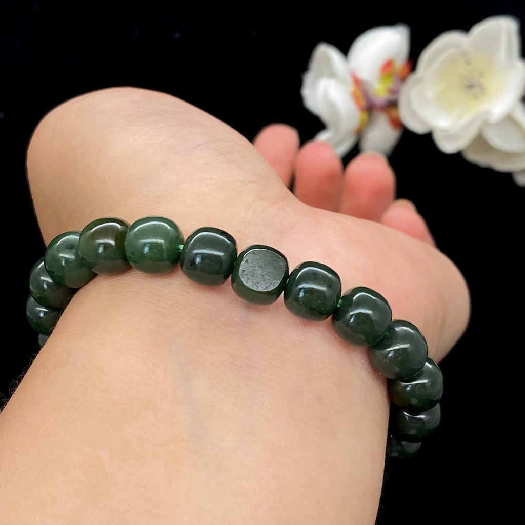 和田玉-碧玉籽料【老型珠手串】2510140064（28.4g）