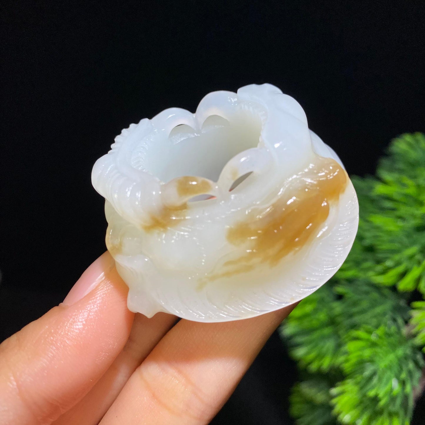 和田糖白玉龙头扳指（70.0g）