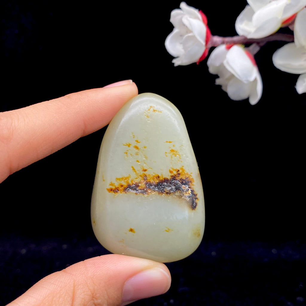 和田玉洒金皮籽料手把件（75g）