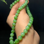 高品质和田碧玉粉绿猫眼项链（43.7g）