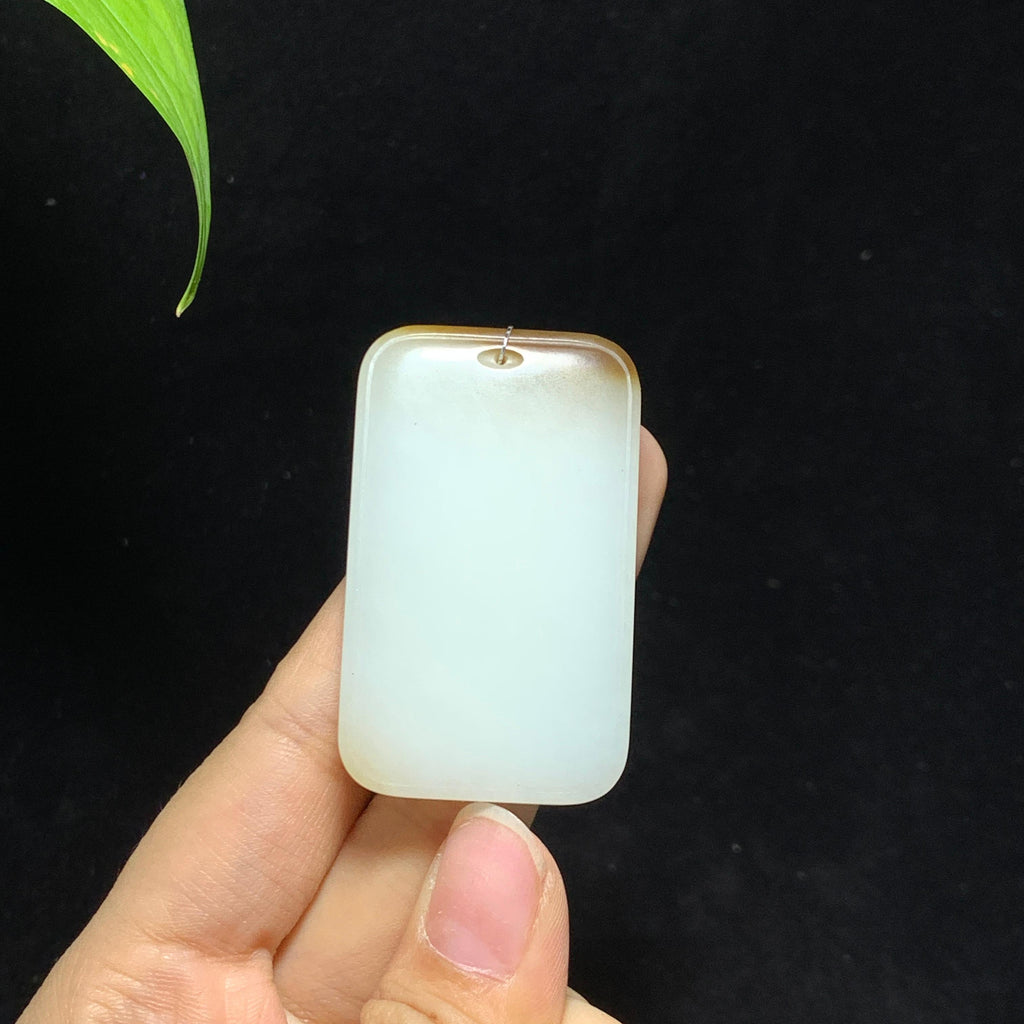 和田山料糖白玉无事牌挂件（42.3g）