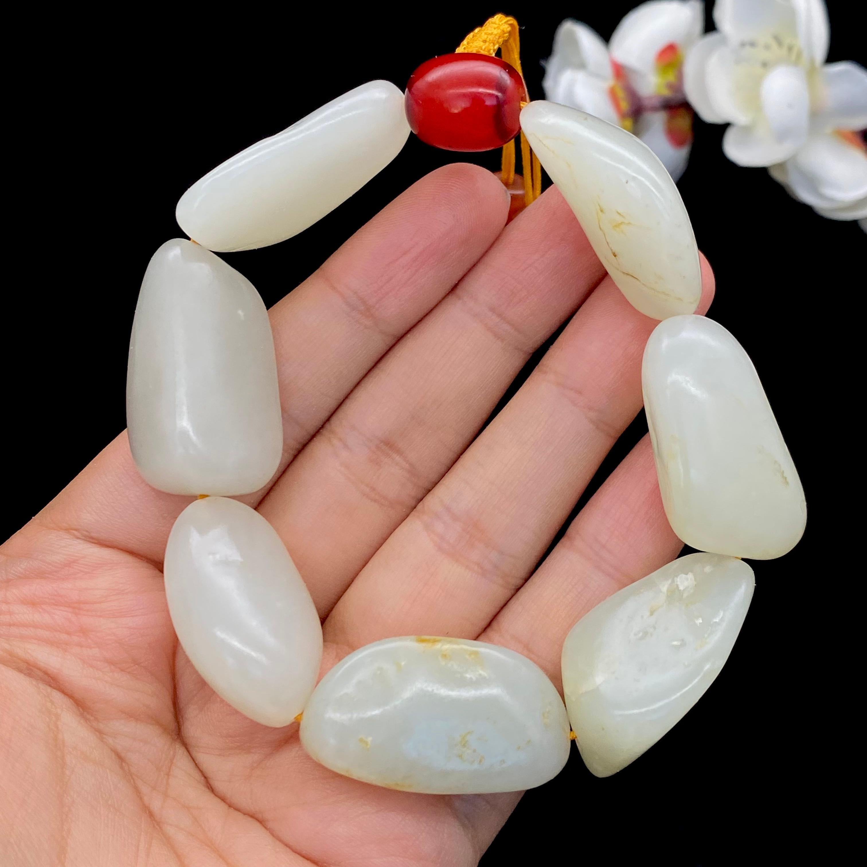和田玉洒金皮【精品手串】（94.8g）