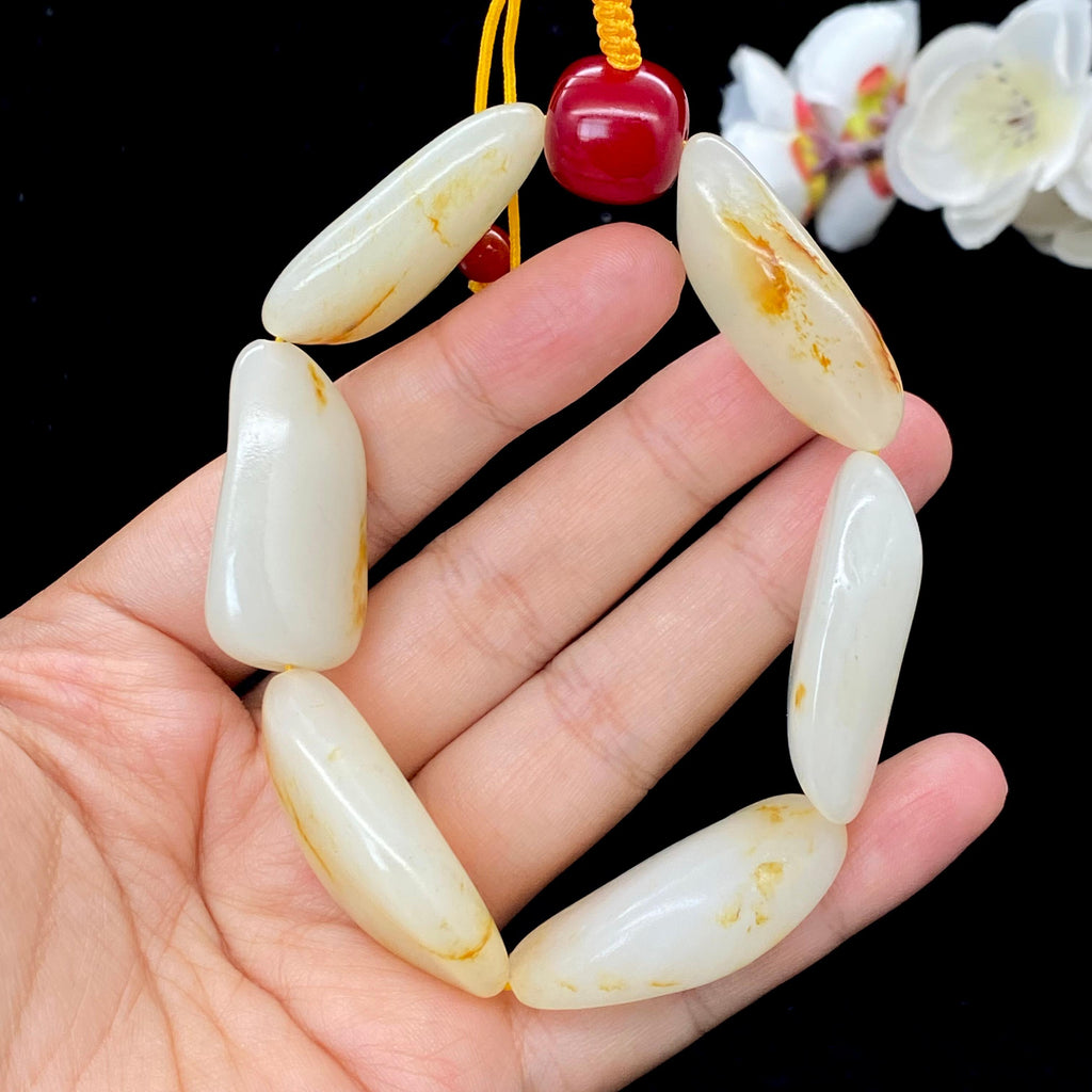 和田玉洒金皮籽料【精品手串】（69.8g）