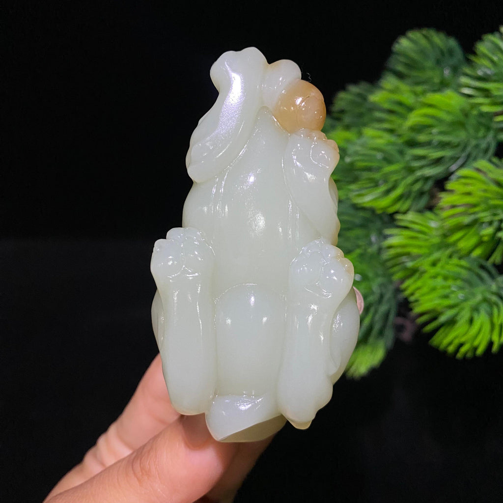 和田糖白玉貔貅手把件（116.2g）