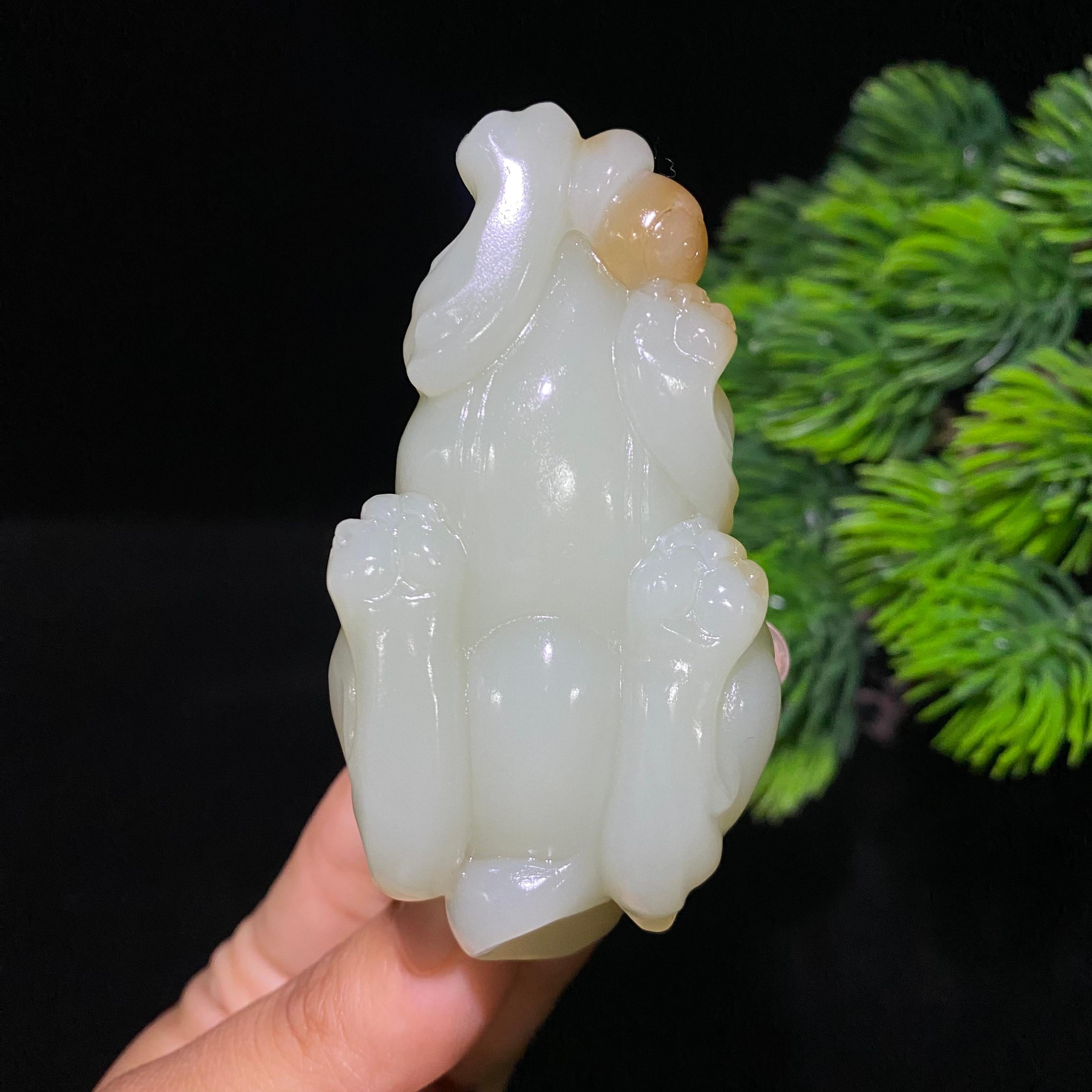 和田糖白玉貔貅手把件（116.2g）