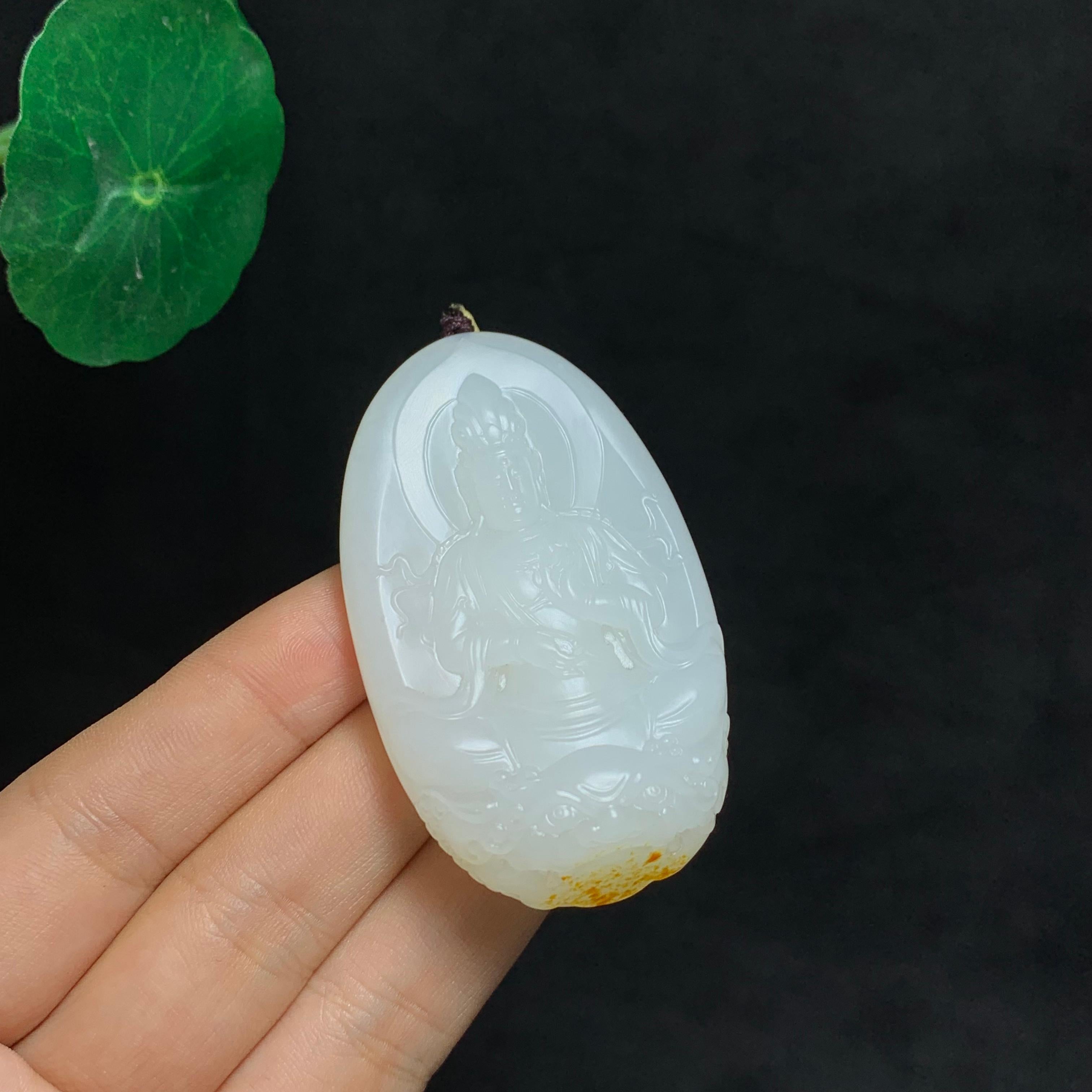 和田籽料羊脂白玉观音（53.0g）