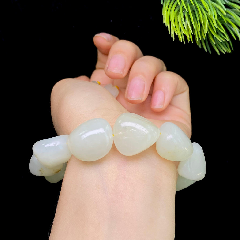 和田玉洒金皮白肉籽料手串（63.0g）