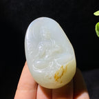 和田秋梨皮白玉籽料观音挂件（91.5g）