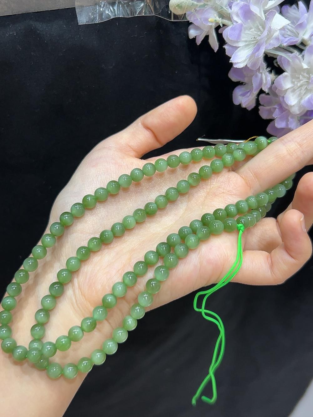 和田玉碧玉猫眼108颗（36.8g） – 厚德载玉