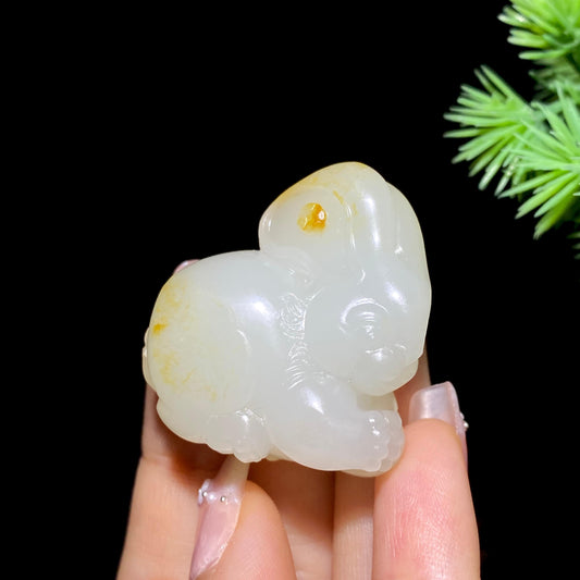 和田玉籽料兔子挂件（32.9g）