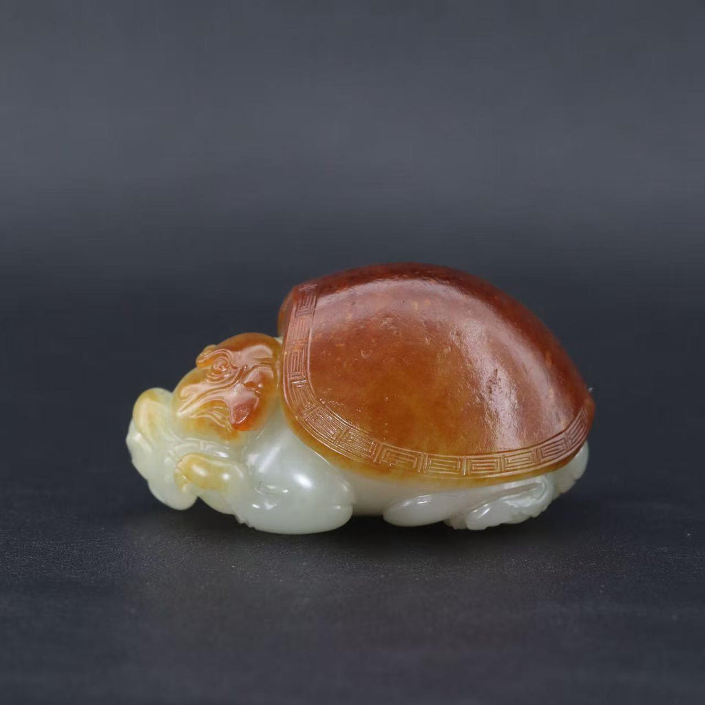 和田玉籽料红皮龙龟把件（50.7g）