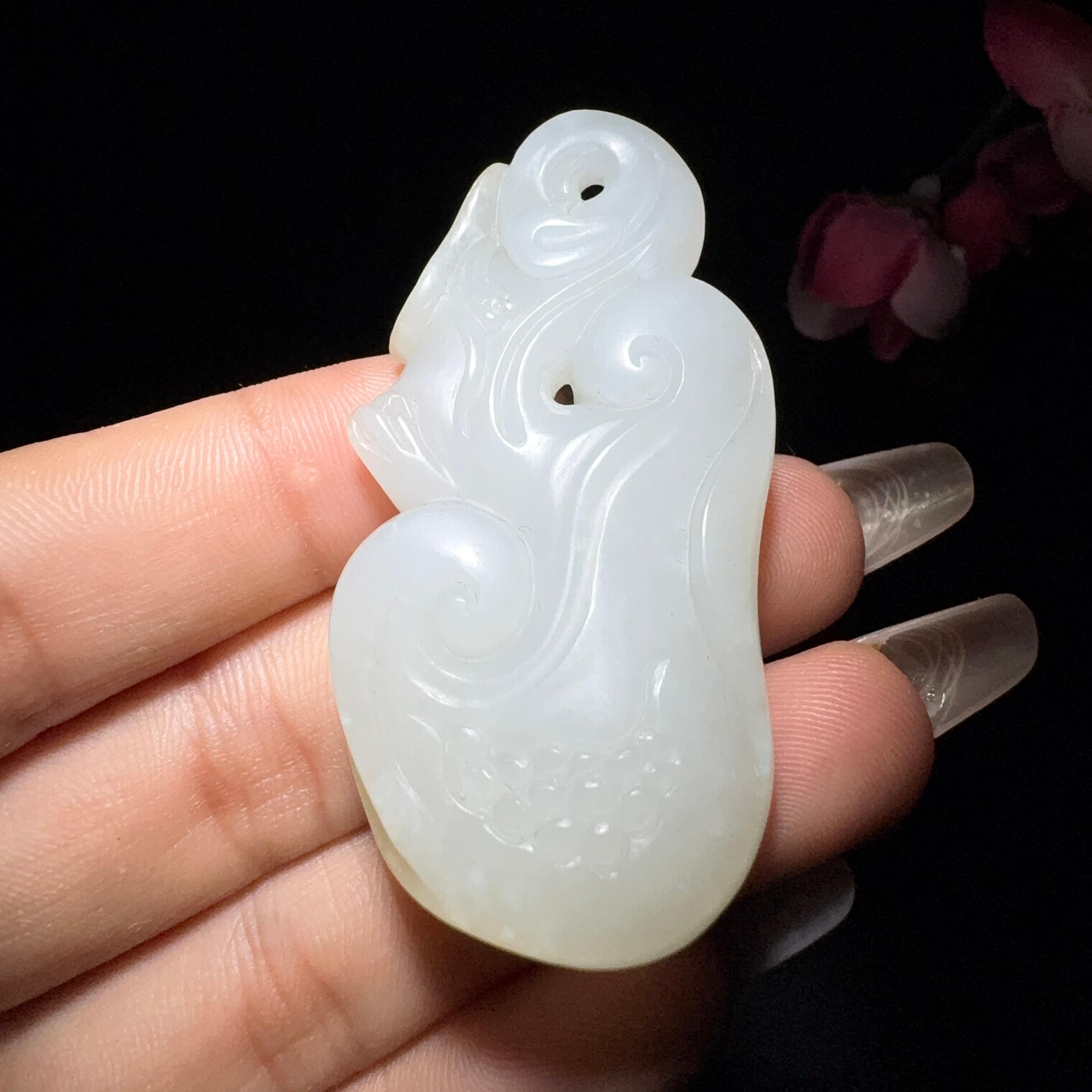 和田玉籽料挂件如意（27.3g）