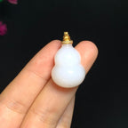 精品和田羊脂白玉18K金镶福禄吊坠（9.0g）